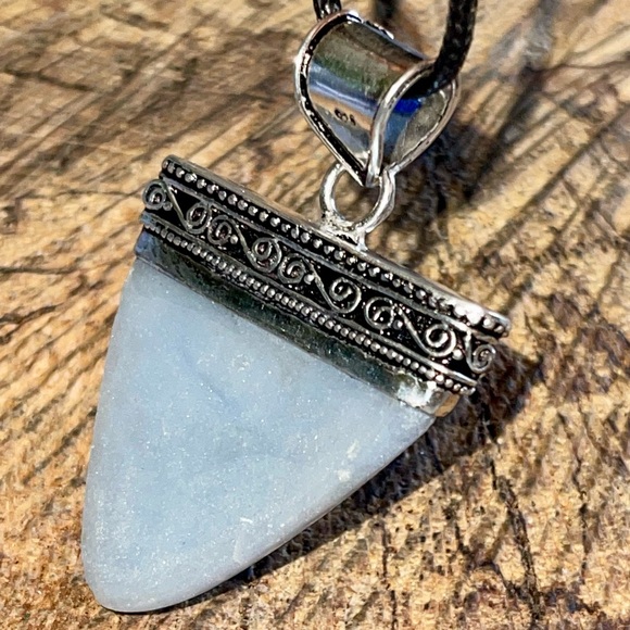 Blue Anhydrite Angelite Pendant 2” - Picture 7 of 15